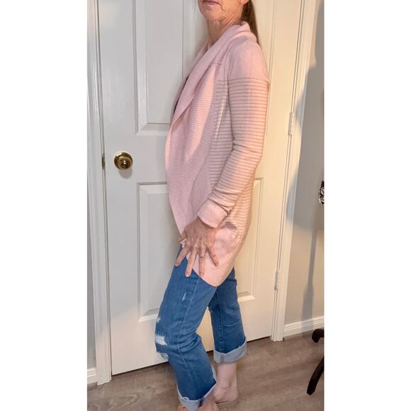 Juicy Couture Pink and Gold Stripe Open Front Cashmere Sweater - Picture 8 of 9